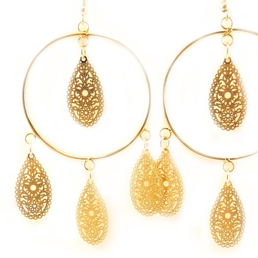 Les Trésors De Lily [L5220] - Golden 'Carmen' Designer Earrings