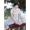 Новая синяя ципао в китайском стиле, девушка 1011, новое летнее улучшенное повседневное красивое, высококачественные молодые модели, можно носить в обычное время