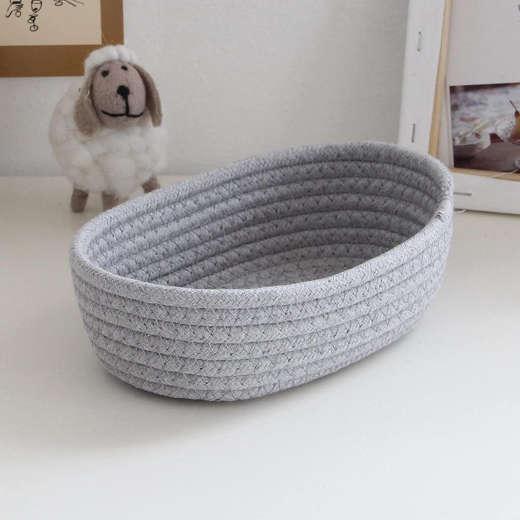 3 шт., корзина для хранения из хлопчатобумажной веревки, тканый скандинавский овальный органайзер, контейнеры, декоративные настольные ящики для хранения одежды, книг, полотенец, косметики