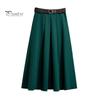 Женская юбка миди, однотонная, с высокой талией, большим подолом, юбка А-силуэта с поясом, мягкая дышащая юбка с драпировкой