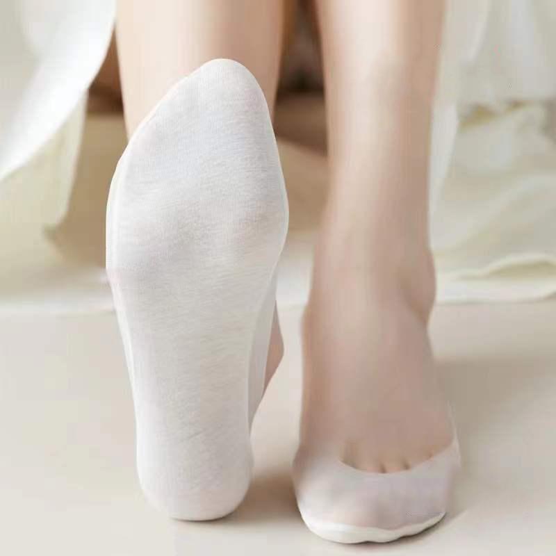 Ультратонкие носки-невидимки женские с низким вырезом хлопковые нейлоновые носки-лодочки, невидимые скрытые носки, нескользящие для балеток EMA
