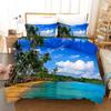 3D Hawaiian Vacation Style Bedding Sea View Down Duvet Covers Pillowcases 2/3pc King Queen Bed Duvet Covers Set, Home Textile Gifts