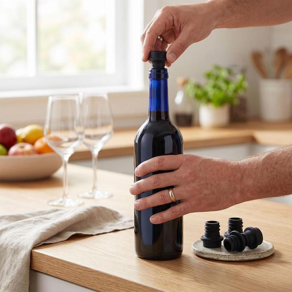 8pcs Black Silicone Wine Stoppers Silicone Wine Stoppers Vacuum Wine Preservation