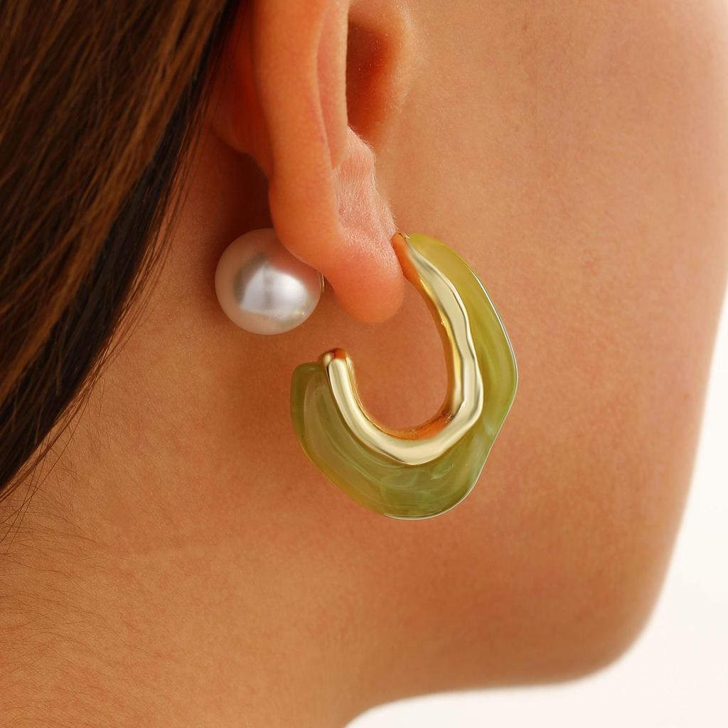 Французский ретро-стиль, модные универсальные геометрические серьги из сплава смолы в форме буквы C для женщин