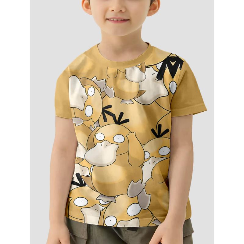 3D Print Cartoon P-psyducks Pokemons Baby Clothing 5 To 14 Years Male Outdoor Clothes for Children Boy Girl Child T-Shirt Top