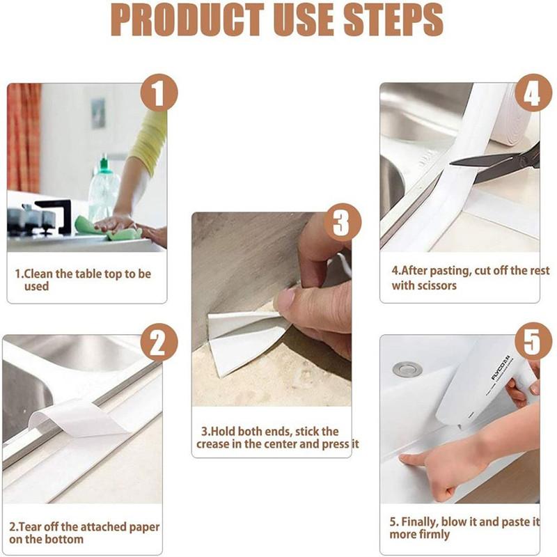 Уплотнительная лента, герметизирующая лента, самоклеящаяся водонепроницаемая наклейка на стену, лента для края раковины для ванной комнаты, кухонные аксессуары, душевая кабина