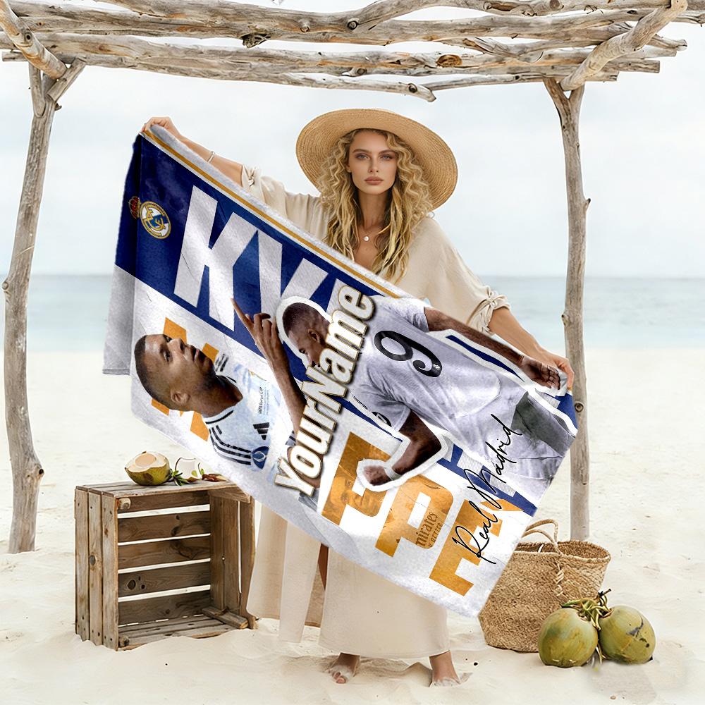 Mbappe Personalized Name Beach Towel Super Soft & Absorbent Perfect for Traveling Yoga Camping and Swimming