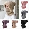 Women Ears Protection Plush Knitted Hat Face Cover Beanie Cap Neck Warmer