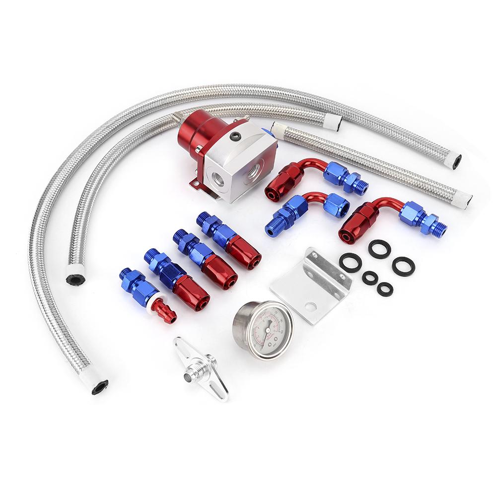 Универсальный регулируемый автомобильный регулятор давления топлива с манометром 100PSI (Красный + Серебряный)