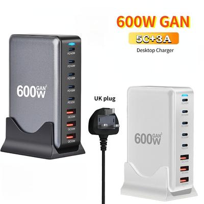268 Вт/600 Вт Настольное зарядное устройство 8 портов USB 5C+3A Type C PD Зарядное устройство 3.0 USB Type C Быстрая зарядка Мобильное USB зарядное устройство