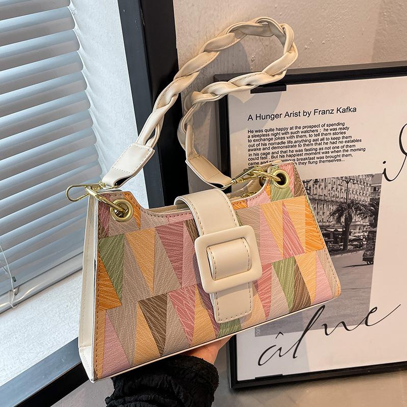 Шикарная геометрическая женская сумка через плечо, летняя новая контрастная цветная маленькая сумка через плечо, элегантные офисные женские сумки