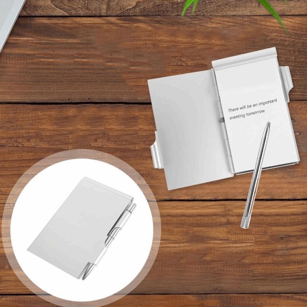 with Memo Pads Aluminum Notepad Portable Mini Pocket Notebook Clamshell Notebook Business Supplies