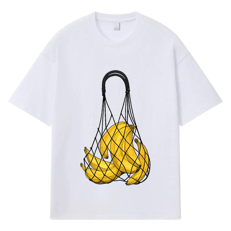 2026 Графическая футболка с принтом банана Y2k Харадзюку Уличная одежда 100% хлопок Повседневная футболка оверсайз летняя мужская футболка