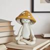 1pc Cute Meditation Sitting Yoga Mushroom Desktop Decor, Yoga Mushroom Ornament Home Living Room Decoration, Garden Resin Craft Gift