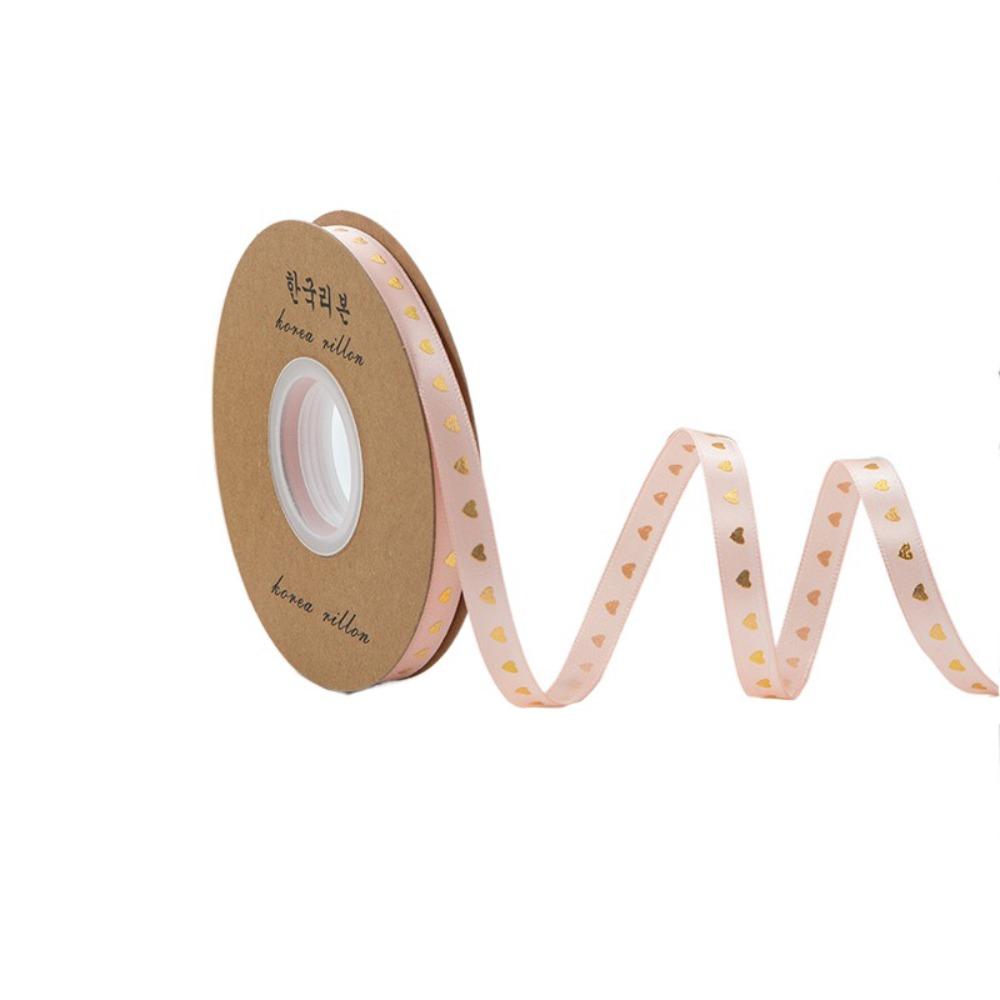 Classic Gold-stamped Heart Ribbons 1cm*30 meters Gift Packaging Ribbon  DIY