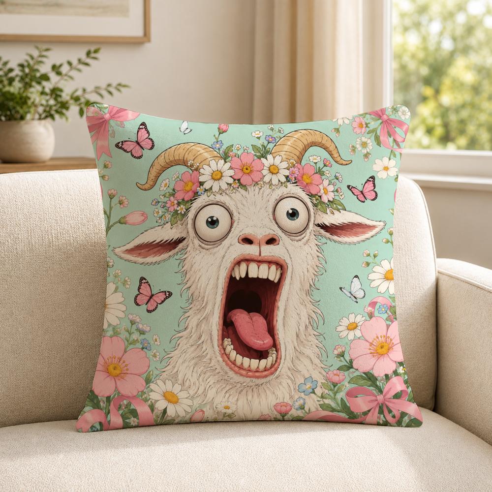Чехол на подушку Мем VVintage SScreaming GGoat Мягкий короткий плюш Кожаный чехол для подушки для использования в различных ситуациях