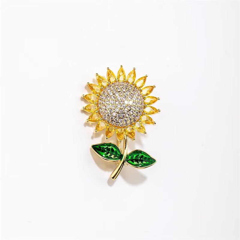 Qlady Sunflower Flower Brooch, Elegant Corsage Pin, Scarf Buckle Badge