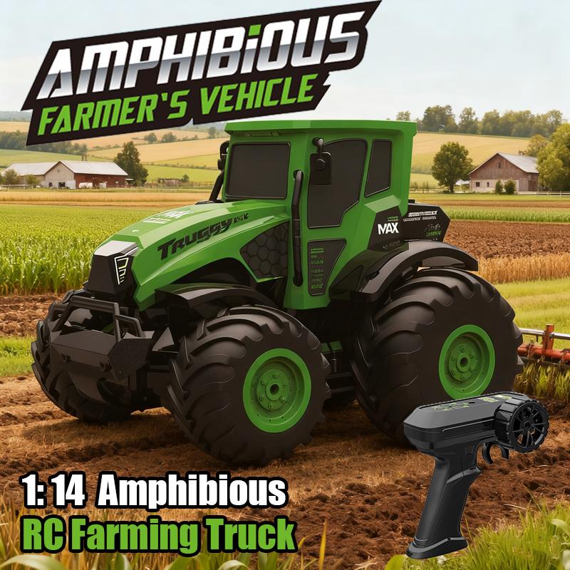 Нетоксичный Радиоуправляемый Амфибийный Сельскохозяйственный Грузовик 1/14 Машина Трактор Прицеп Водонепроницаемые Сельскохозяйственные Машины Миниатюрная Модель Фермера Игрушка для Детей Рождественский Подарок