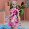 Girls Pink Rose Print Dresses Kids Girl Party Dress Loose Fitting Loose Fitting Short Sleeved Skirt For Girls Over Four Years Old