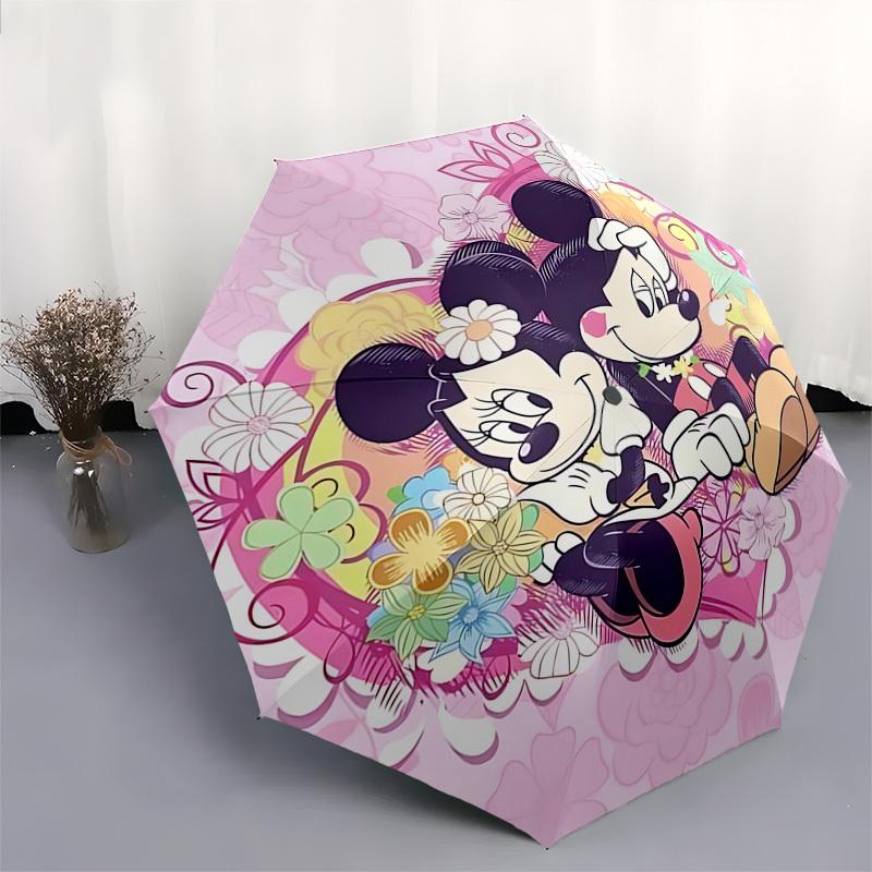 Mickey and Minnie Themed Automatic Opening and Closing Umbrella, Brightly Colored 8-rib Portable Umbrella, Suitable for Men and Women, A Perfect Gift