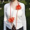 Flower Designing Long Necklace Elegant Style Belly Jewelry Pearls Accent Necklace  Daily Accessory