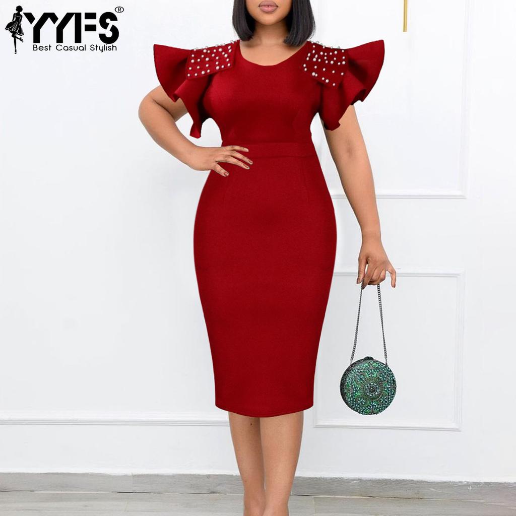 YYFS Женская мода лето весна однотонный принт с коротким рукавом и круглым вырезом с высокой талией повседневные платья