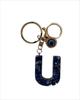 Blue Resin Initial Keychain - Evil Eye Letter Charm with Rhinestones & Tassel, Stylish Gift for Women, Lobster Clasp Accessory