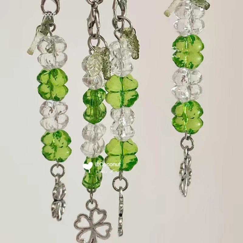 Изготовленный вручную бисерный брелок для телефона с четырьмя клеверами, модный брелок для ключей, подвесной аксессуар для удачи и счастья