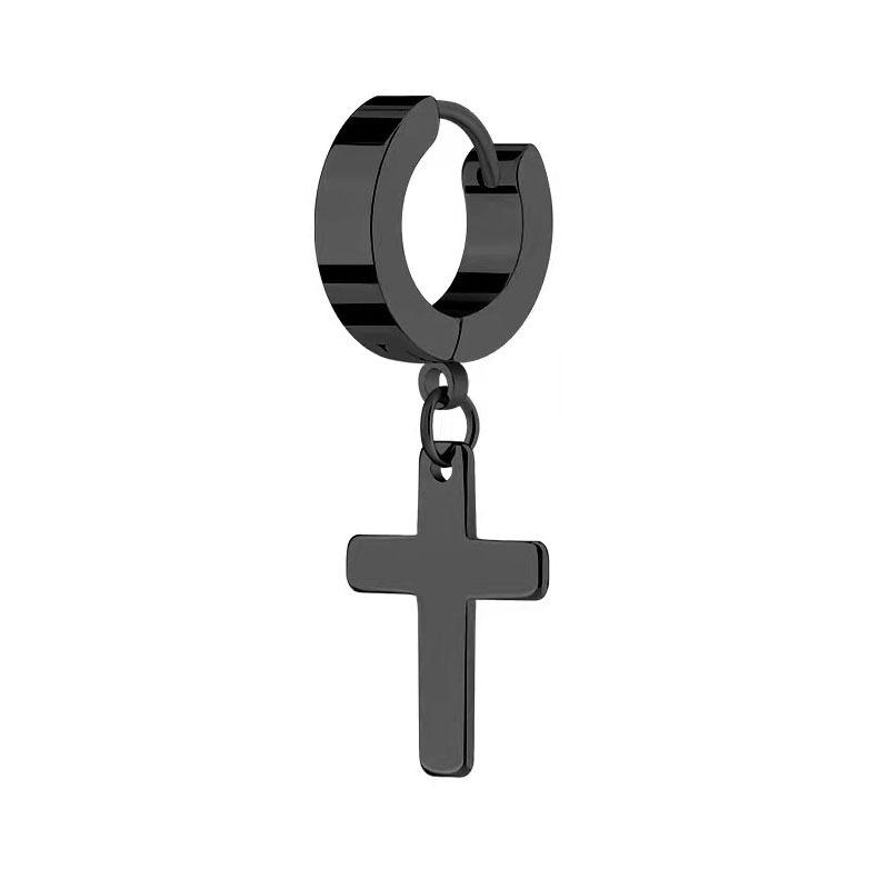 Стильные серьги-кресты из нержавеющей стали, ушные пряжки, двусторонние клипсы для ушей без пирсинга