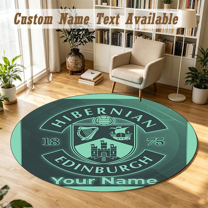 Round Rug Custom NameHibernian FC Pattern Non Slip Carpet Home Floor Decor