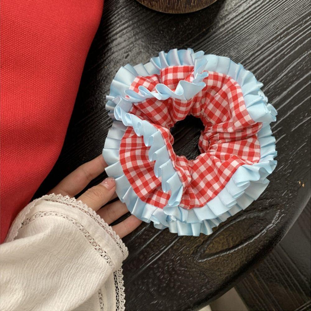Тканевые резинки для волос с решеткой, милые большие резинки для волос, модные рюши для волос, веревки для вечеринок