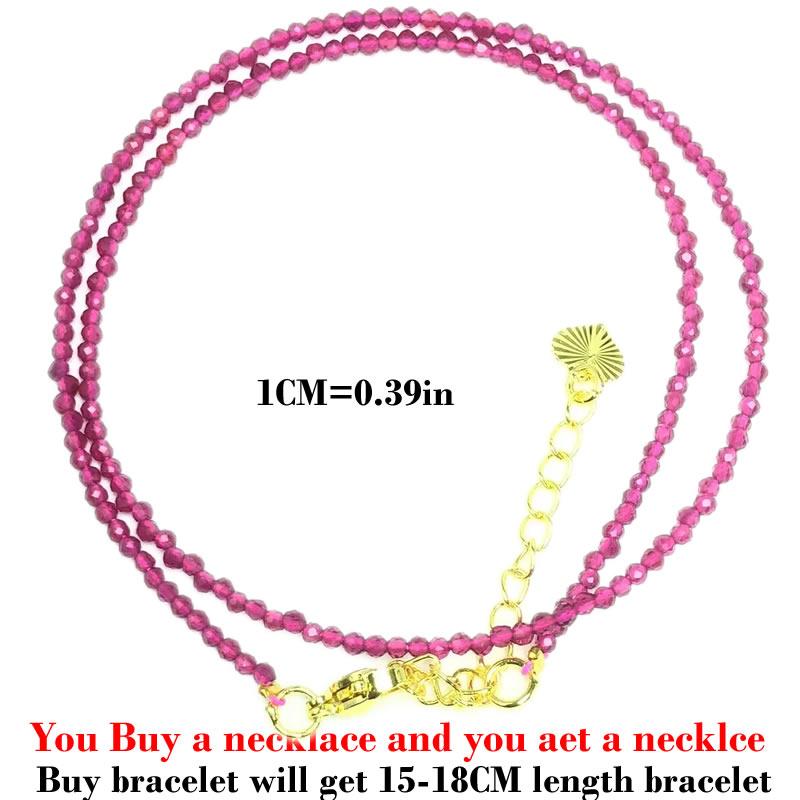 2-3mm Natural Stone Beads Necklaces For Women Men Faceted Indian Agates Tourmaline garnet Crystal quartz Bracelet Clavicle Chain