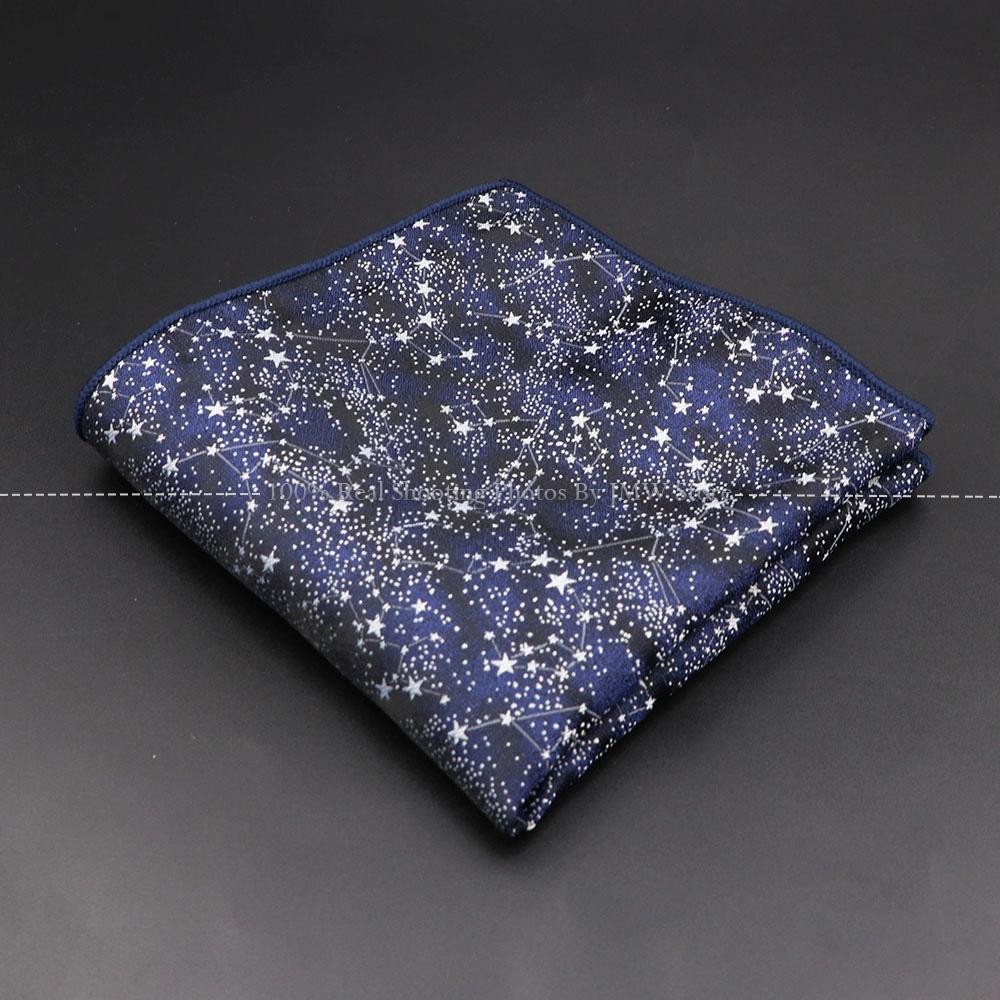 High Quality Men Handkerchief Red Blue Rose Floral Constellation Designed Wave Lines 26cm Width Tuxedo Suit Shirt Pocket Square