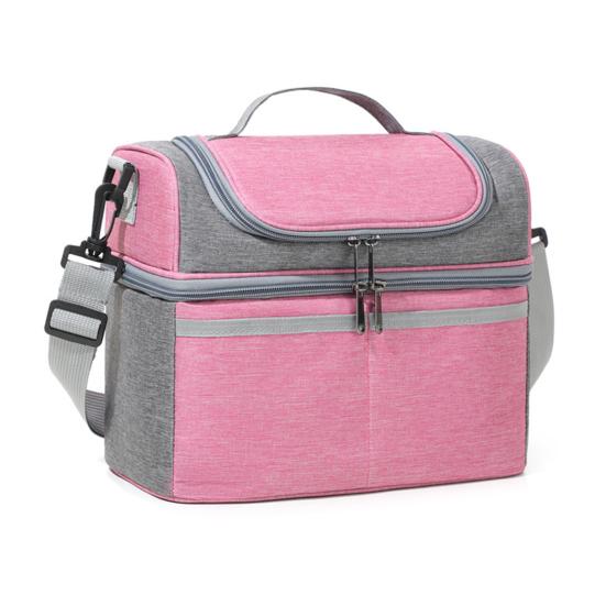 Insulated Lunch Bag Double Deck Lunch Tote Large Leakproof Expandable Lunch Box Reusable Tote Cooler Bag with Pocket for Work Picnic Outdoor