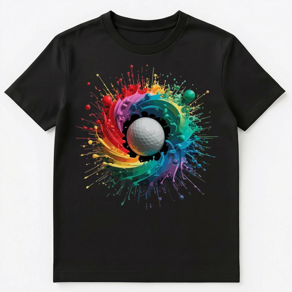 Colorful Paint Splash Golf Ball Art Graphic Unisex T-Shirt
