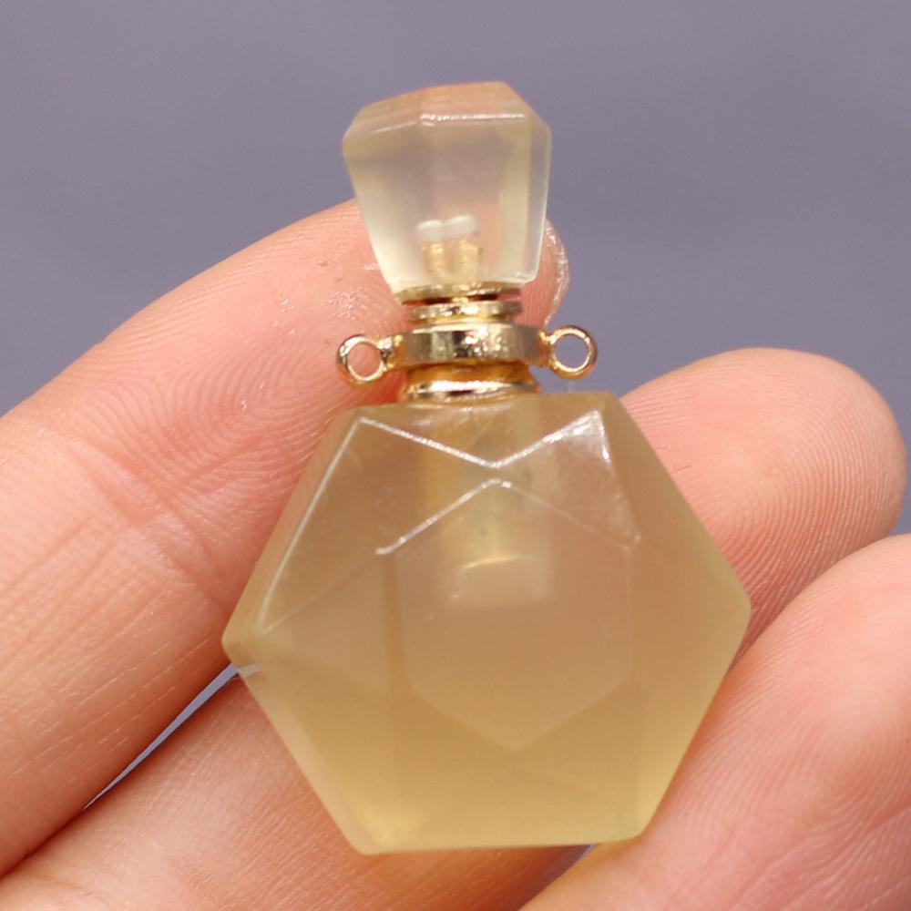 1Pc Unique Perfume Bottle Energy Natural Stone Pendant, Reiki Healing Crystal Charms for DIY Women Necklace Accessories - Jewelry Making Crafts Gifts