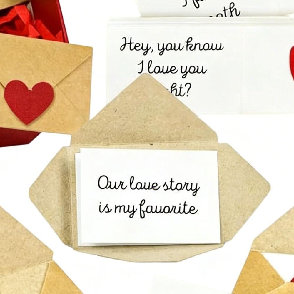 30/60Pcs Heart Stickers Love Letters Envelope Set Blank Mini Cards Mini Cards Set  Valentine's Day