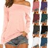 Fashion Leisure Women Long Sleeve Neck Off Shoulder Shirt Tunic Blouse Tops