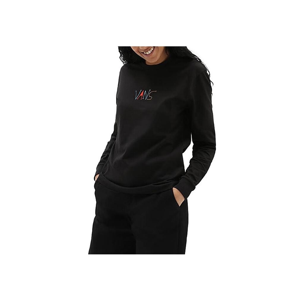 Vans Футболка с круглым вырезом и длинным рукавом с принтом букв, женские топы, черные VN0A5LEYBLK