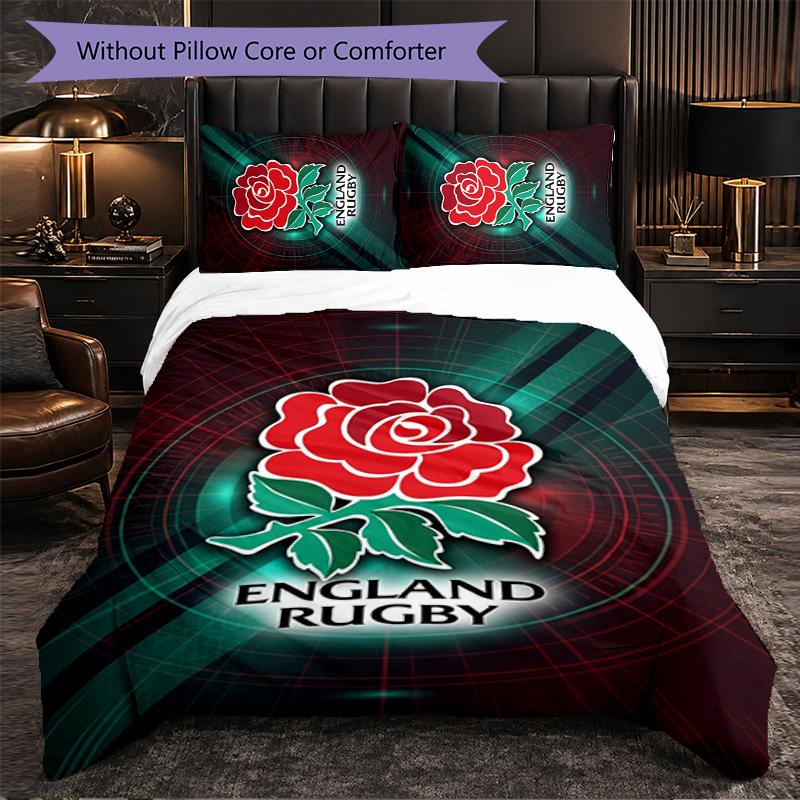 England Rugby Pattern Microfiber 3Pcs Bedding Set Decor Duvet Cover Set For Bedroom Home Use