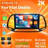 Android 14 Carplay DSP Car Radio For Fiat Doblo 2015 - 2019 Head Unit DVD Multimedia Video Player GPS Stereo AI Voice 360 Camera