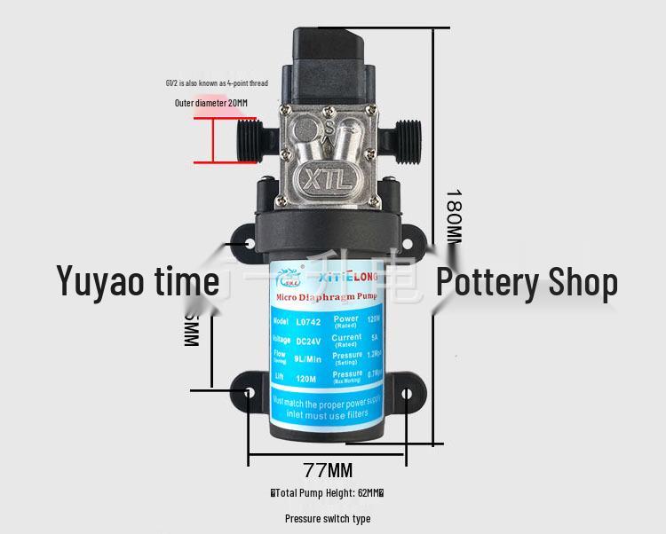 120W High-Temperature Resistant Self-Priming Water Pump - Household Electric Diaphragm Booster Pump