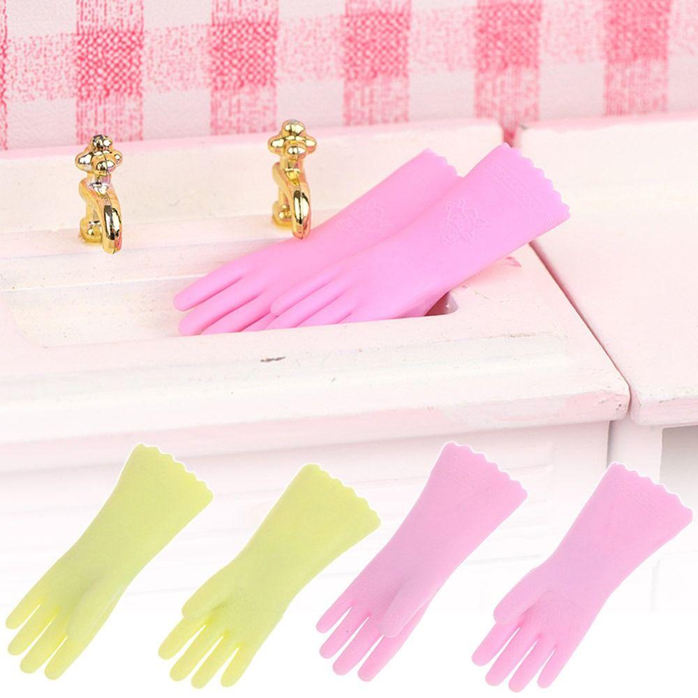 Кукольные аксессуары Миниатюрные чистящие перчатки Розовые Зеленые Мини пекарские перчатки Перчатки для кукольного домика Универсальные