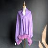 Factory Direct  Pashmina Shawl Women Cashmere Scarf Shawl With Fox Fur Pompoms
