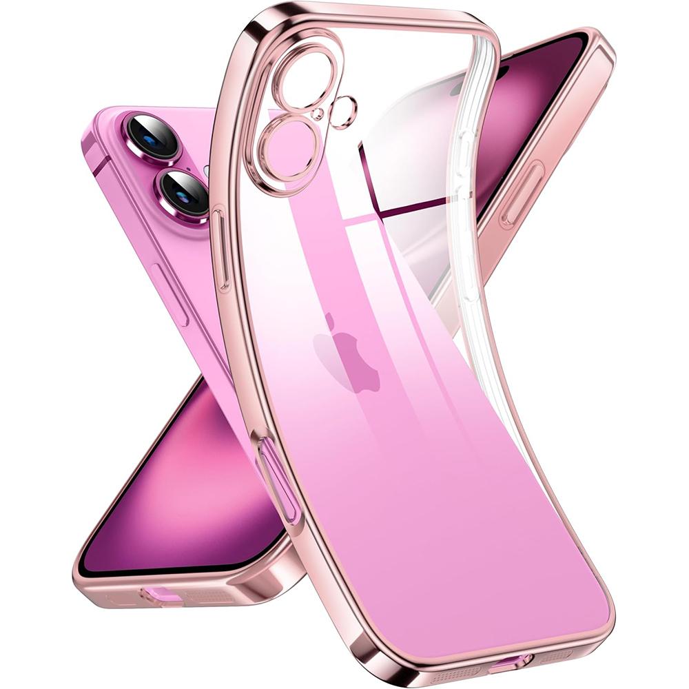 Роскошный Силиконовый Мягкий Чехол с Блестками и Покрытием для iPhone 17 Air 16 16E 15 14 13 Pro Max Plus Прозрачный Чехол Ударопрочный TPU Оболочка