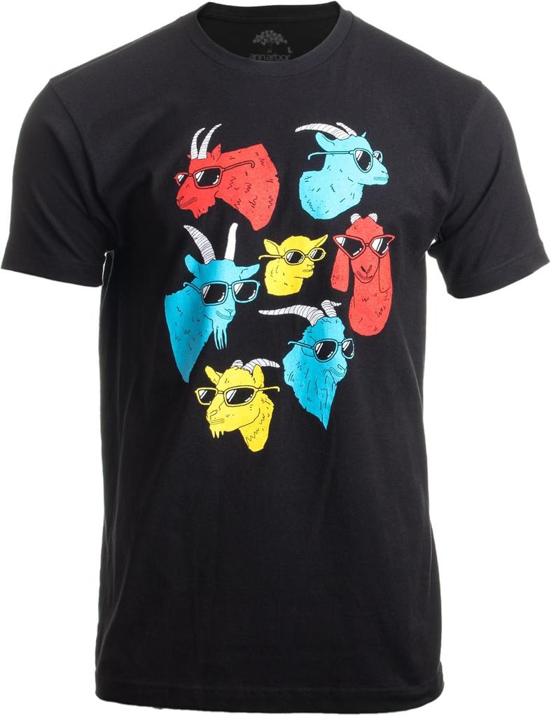 Cool Goats with Sunglasses Graphic Print T-shirt