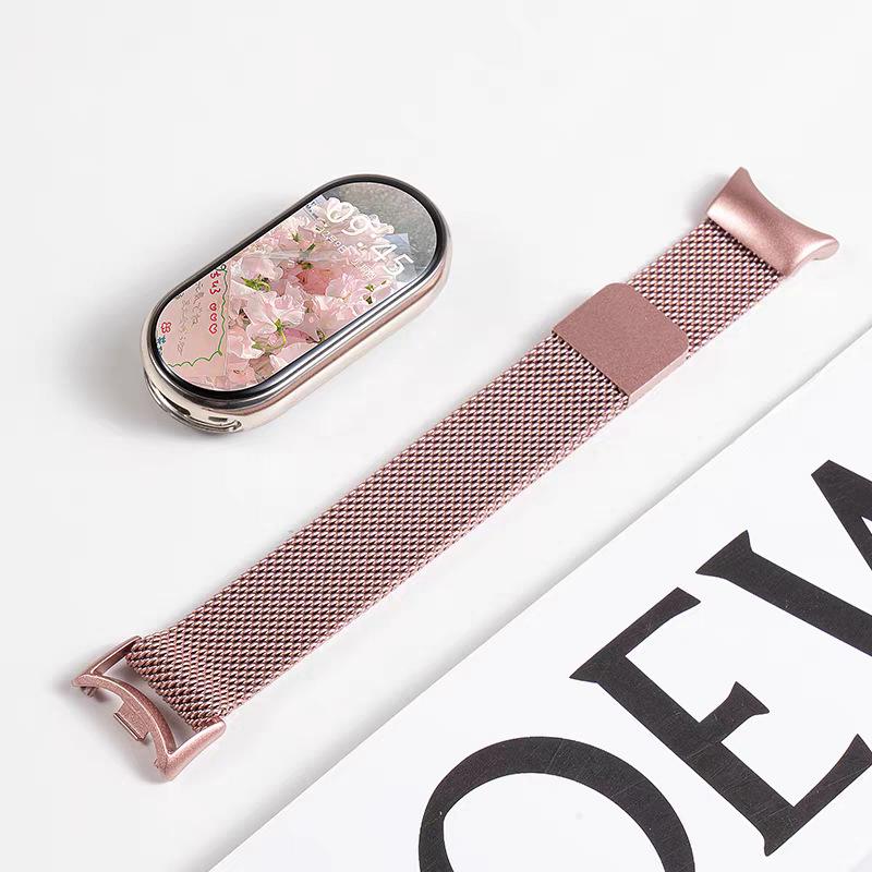 Ремешок для часов Xiaomi Band 8/9/10 NFC из нержавеющей стали, магнитный миланский сетчатый браслет для женщин