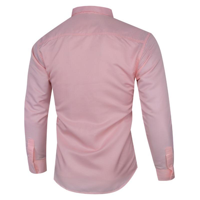 Мужская однотонная рубашка большого размера с длинным рукавом в стиле business casual