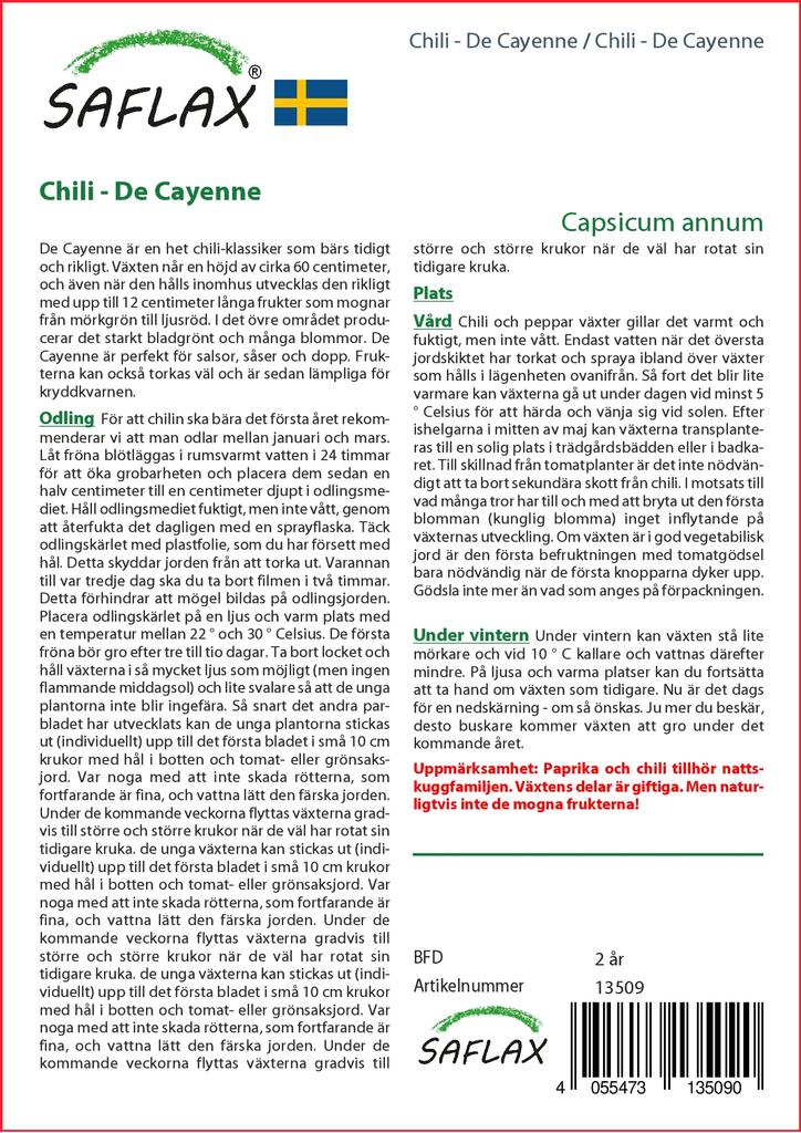 SAFLAX Garden in the Bag - Чили - Кайенский перец - 20 семян - С субстратом в подходящем пакете - Capsicum annum