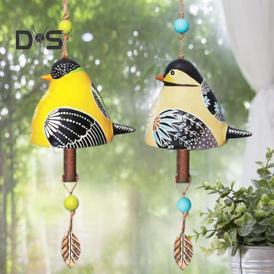 Bird Song Bell Hanging Decoration Spring Resin Bird Wind Chime Outdoor Garden Courtyard Colorful Bird Ornament Pendant Christmas Birthday Gift